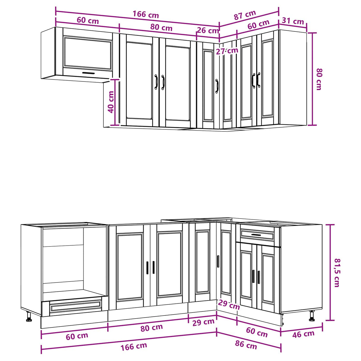 Kitchen Unit PORTO 8 pcs White Engineered Wood