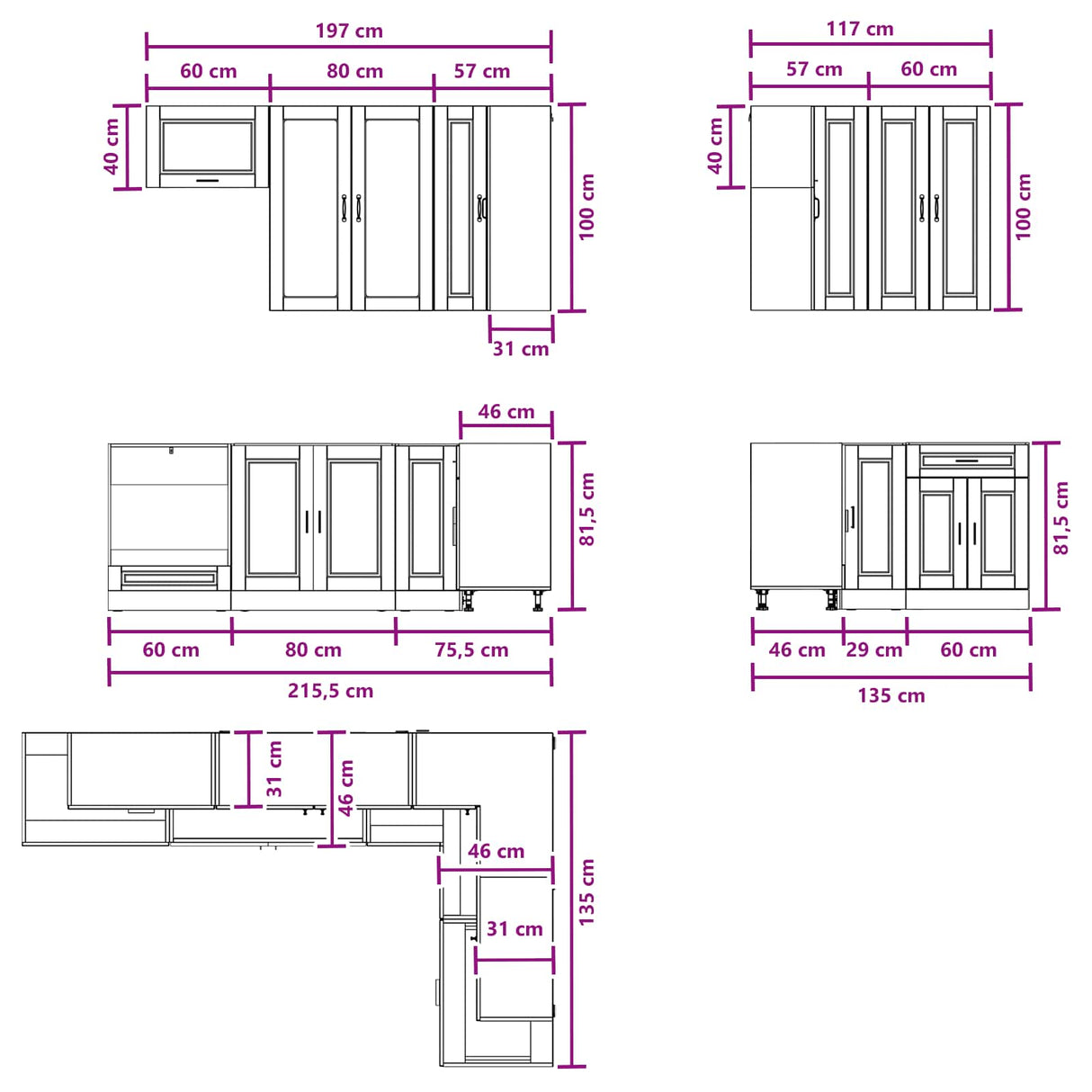 Kitchen Unit PORTO 8 pcs High Gloss White Engineered Wood