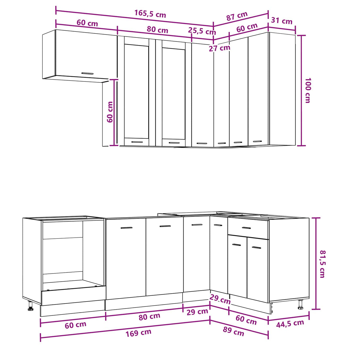 Kitchen Unit LYON 8 pcs White Engineered Wood