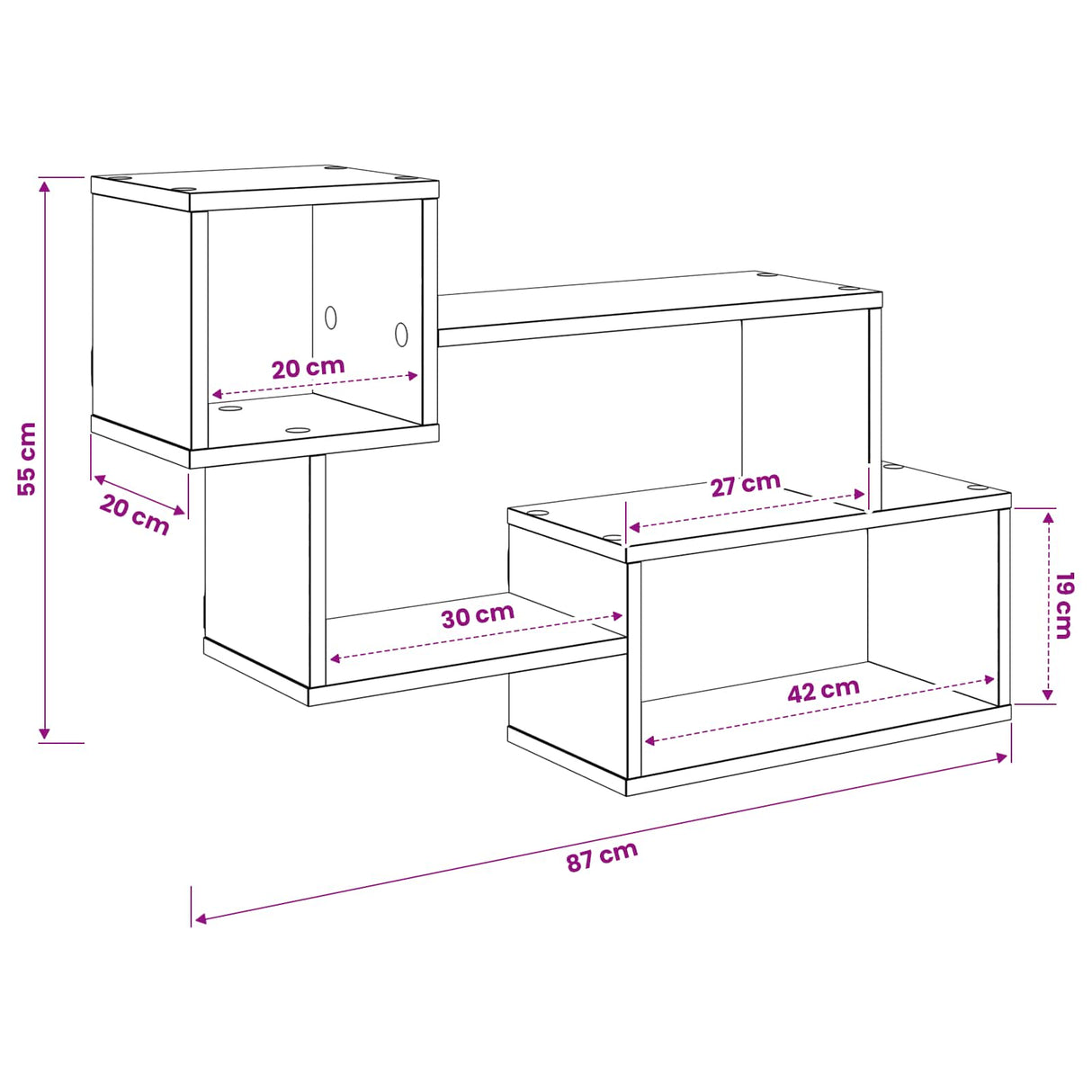 Floating Shelf Wall-Mounted White 87 x 20 x 55 cm