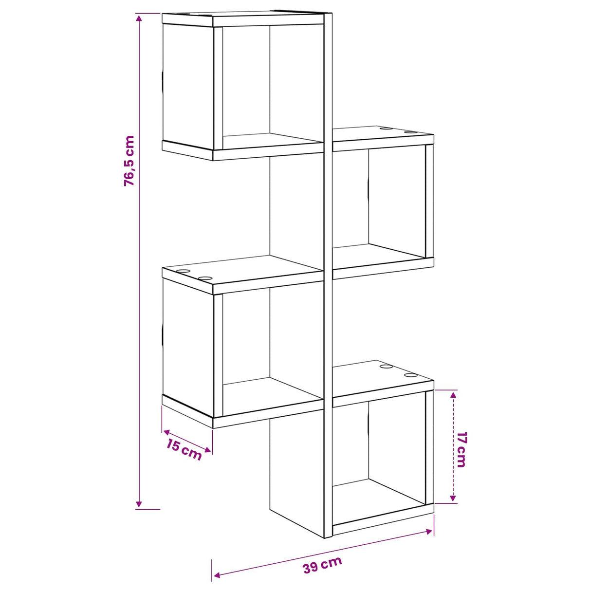 Wall Shelf Wall-Mounted White 39 x 15 x 76 cm Engineered Wood