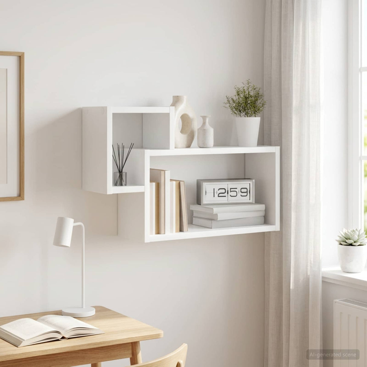 Wall Shelf Wall-Mounted White 55 x 15 x 35 cm Engineered Wood