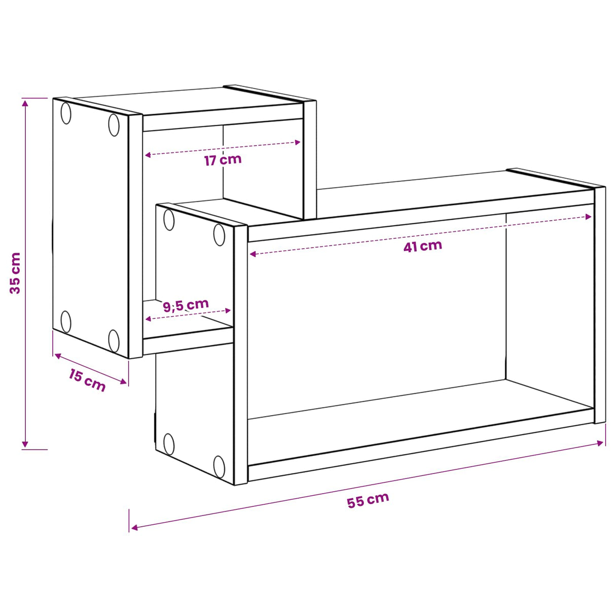 Wall Shelf Wall-Mounted White 55 x 15 x 35 cm Engineered Wood