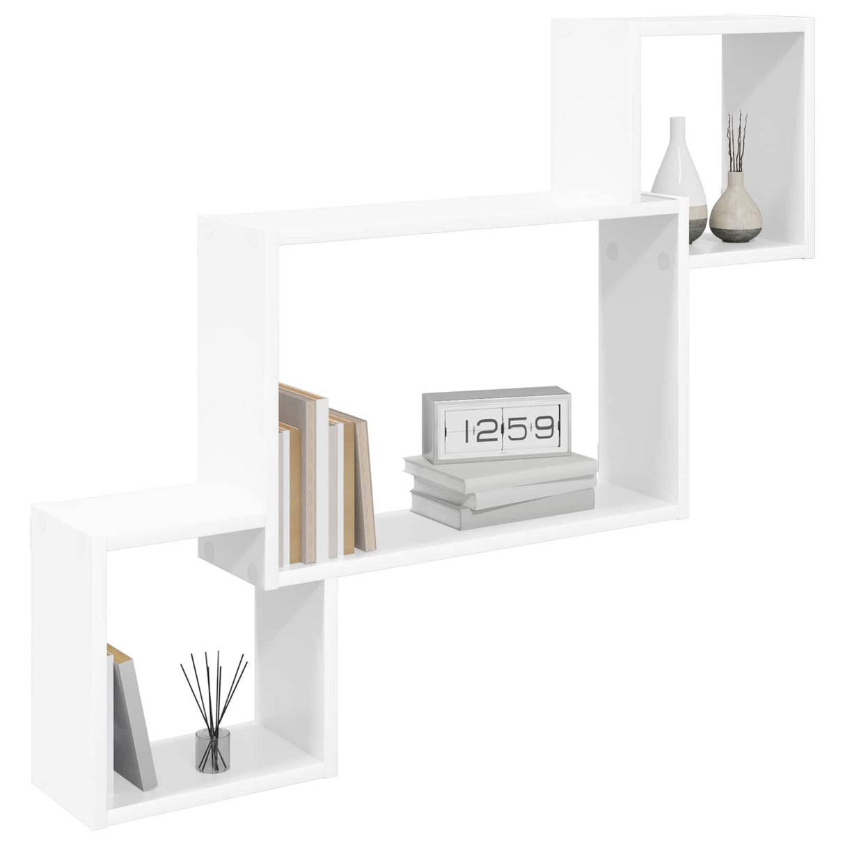 Wall Shelf Wall-Mounted White 91.5 x 15 x 76 cm Engineered Wood