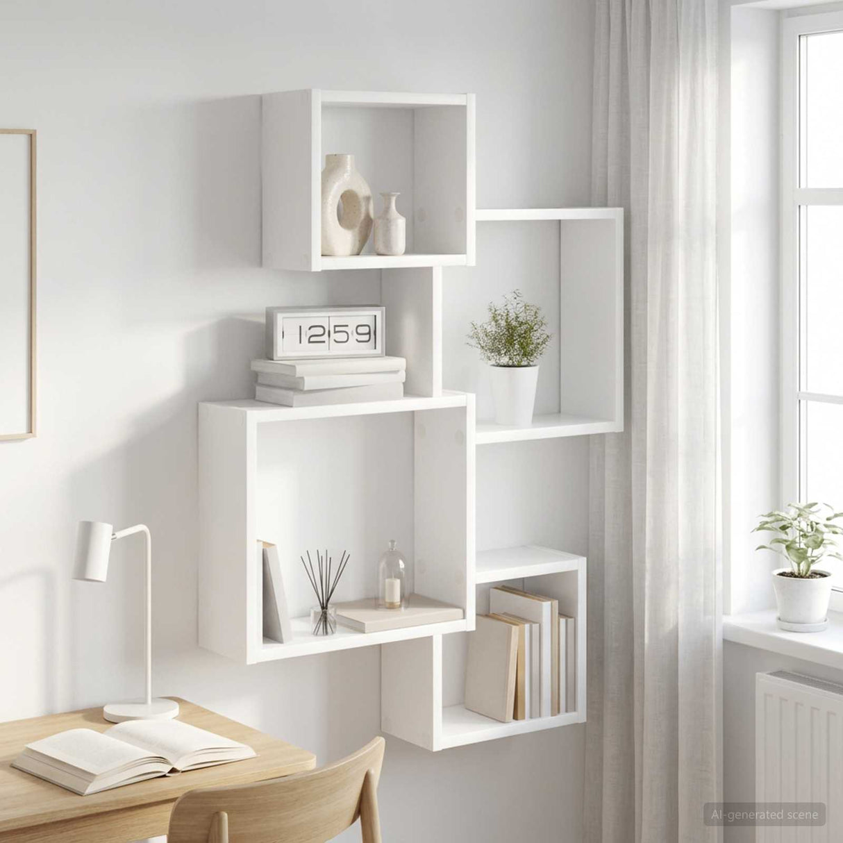 Wall Cube Shelves Wall-Mounted White 64 x 13.5 x 91.5 cm