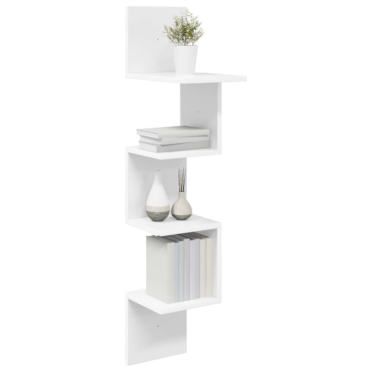 Wall Shelf Wall-Mounted White 32 x 21 x 107 cm Engineered Wood