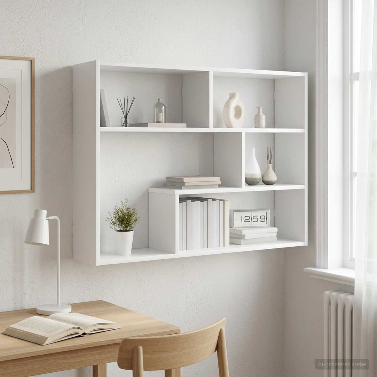 Wall Shelf Wall-Mounted White 95 x 20 x 69.5 cm Engineered Wood
