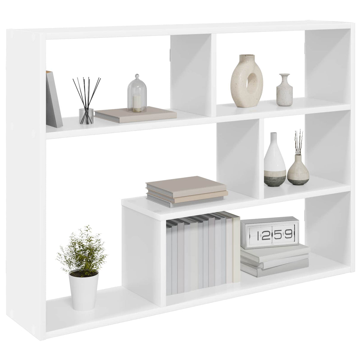 Wall Shelf Wall-Mounted White 95 x 20 x 69.5 cm Engineered Wood
