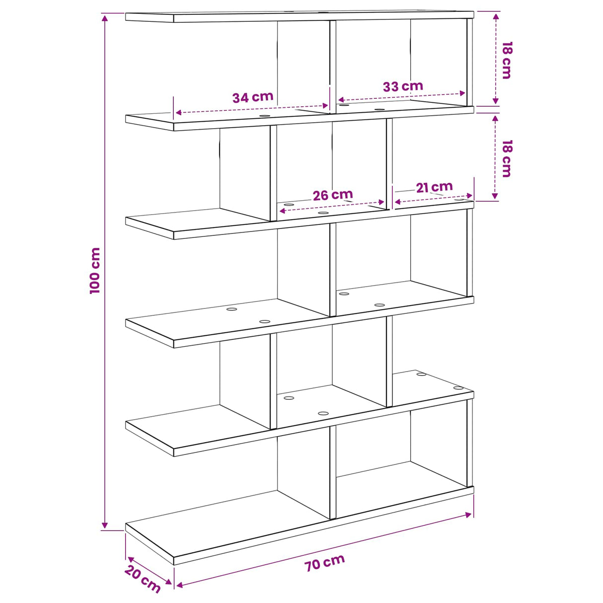 Wall Shelf Sonoma Oak 70 x 20 x 100 cm Engineered Wood