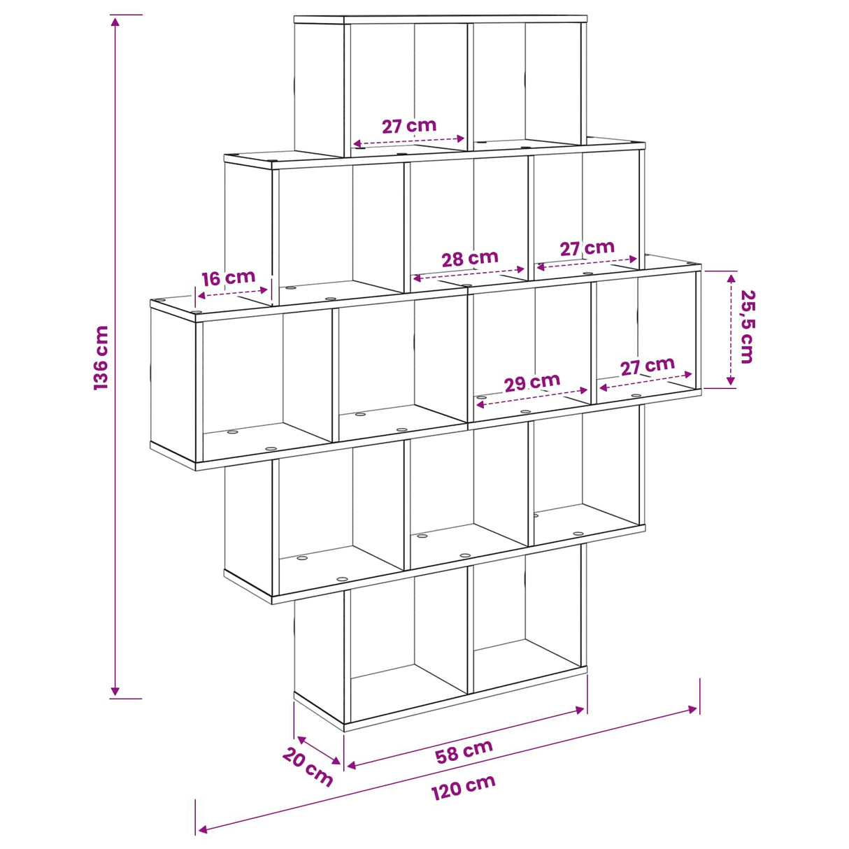 Wall Shelf Sonoma Oak 120 x 20 x 136 cm Engineered Wood