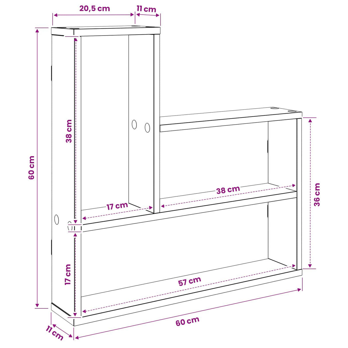 Wall Shelf Sonoma Oak 60 x 11 x 60 cm Engineered Wood