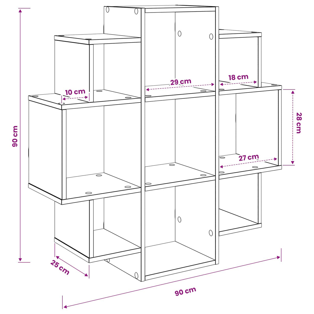 Wall Shelf Sonoma Oak 90 x 25 x 90 cm Engineered Wood