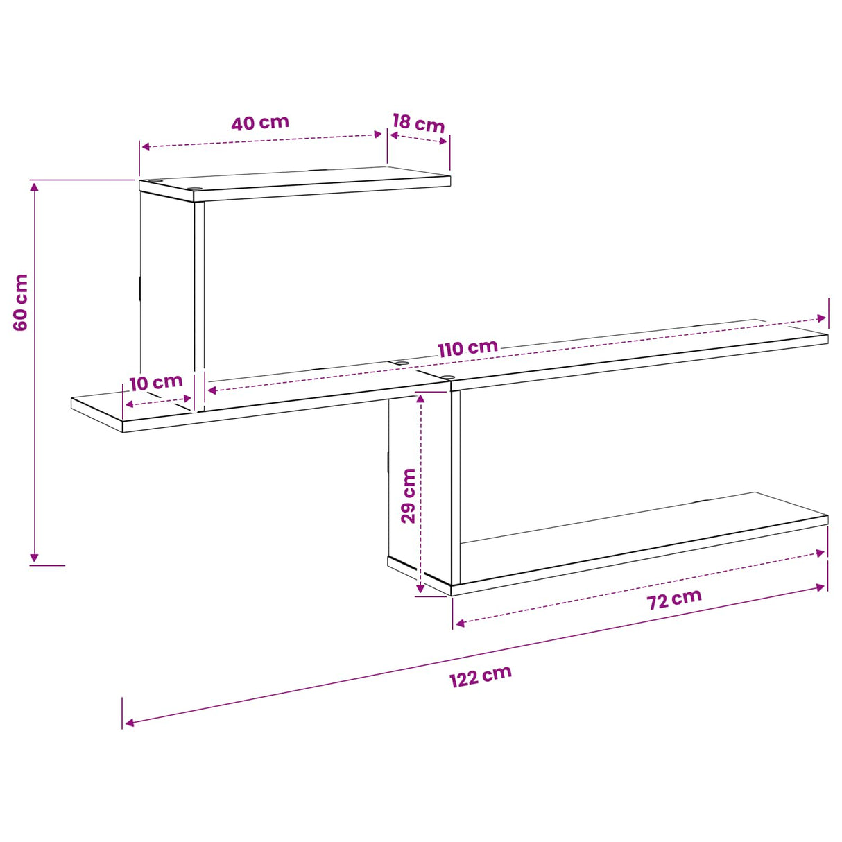 Wall Shelf Sonoma Oak 122 x 18 x 60 cm Engineered Wood