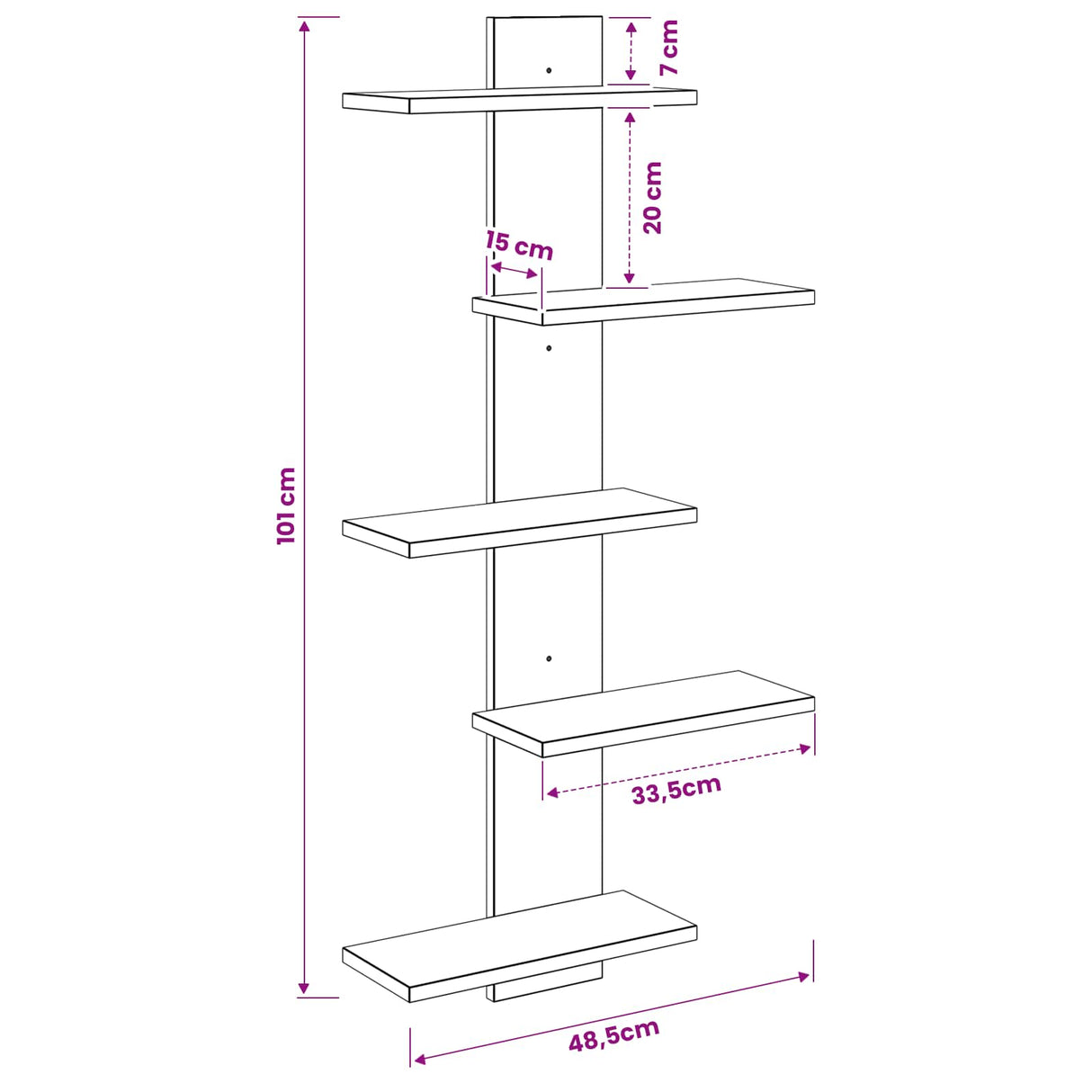 Wall Floating Shelf Sonoma Oak 48.5 x 15 x 101 cm