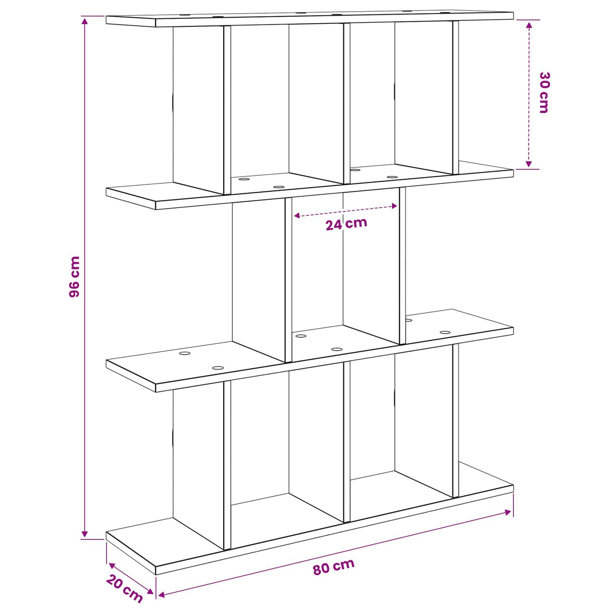 Wall Shelf White 80 x 20 x 96 cm Engineered Wood