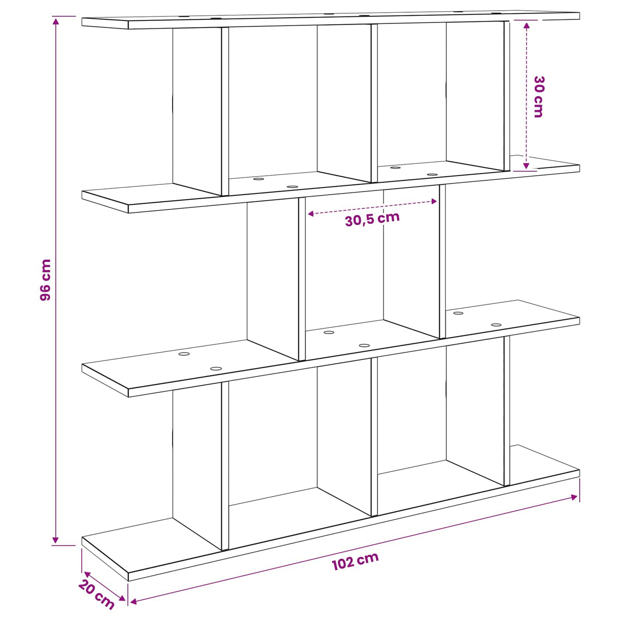 Wall Shelf Sonoma Oak 102 x 20 x 96 cm Engineered Wood