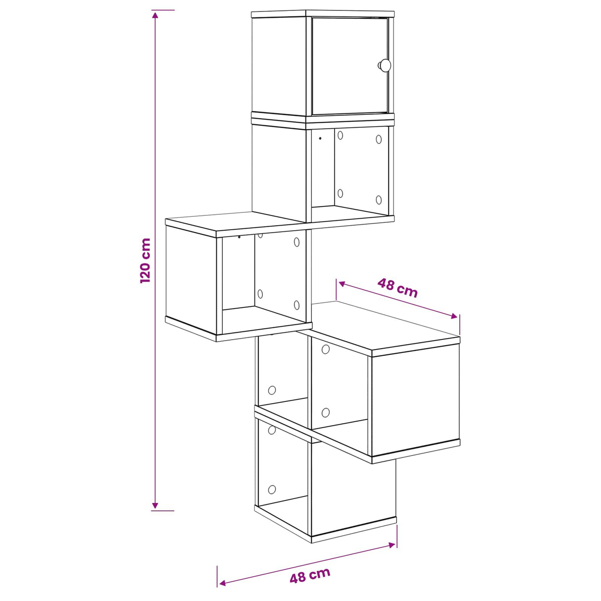 Wall Corner Shelf Sonoma Oak 48 x 48 x 120 cm Engineered Wood