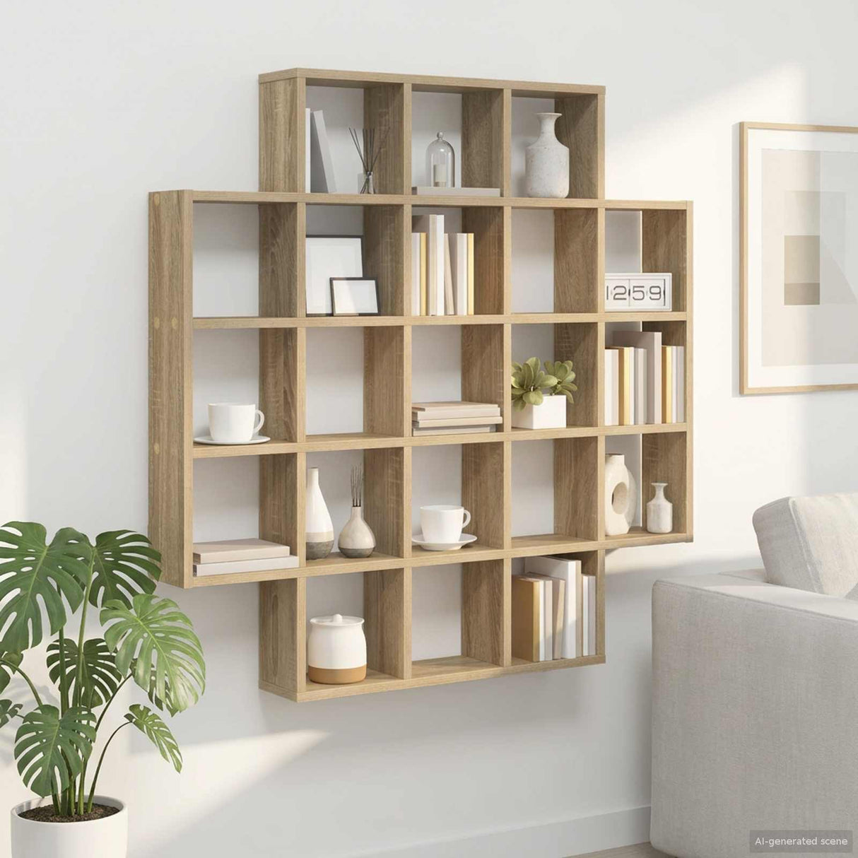 Wall Shelf Sonoma Oak 100 x 13 x 100 cm Engineered Wood