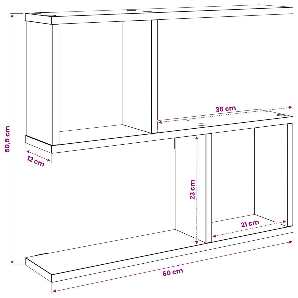 Wall Shelf Sonoma Oak 60 x 12 x 50.5 cm Engineered Wood