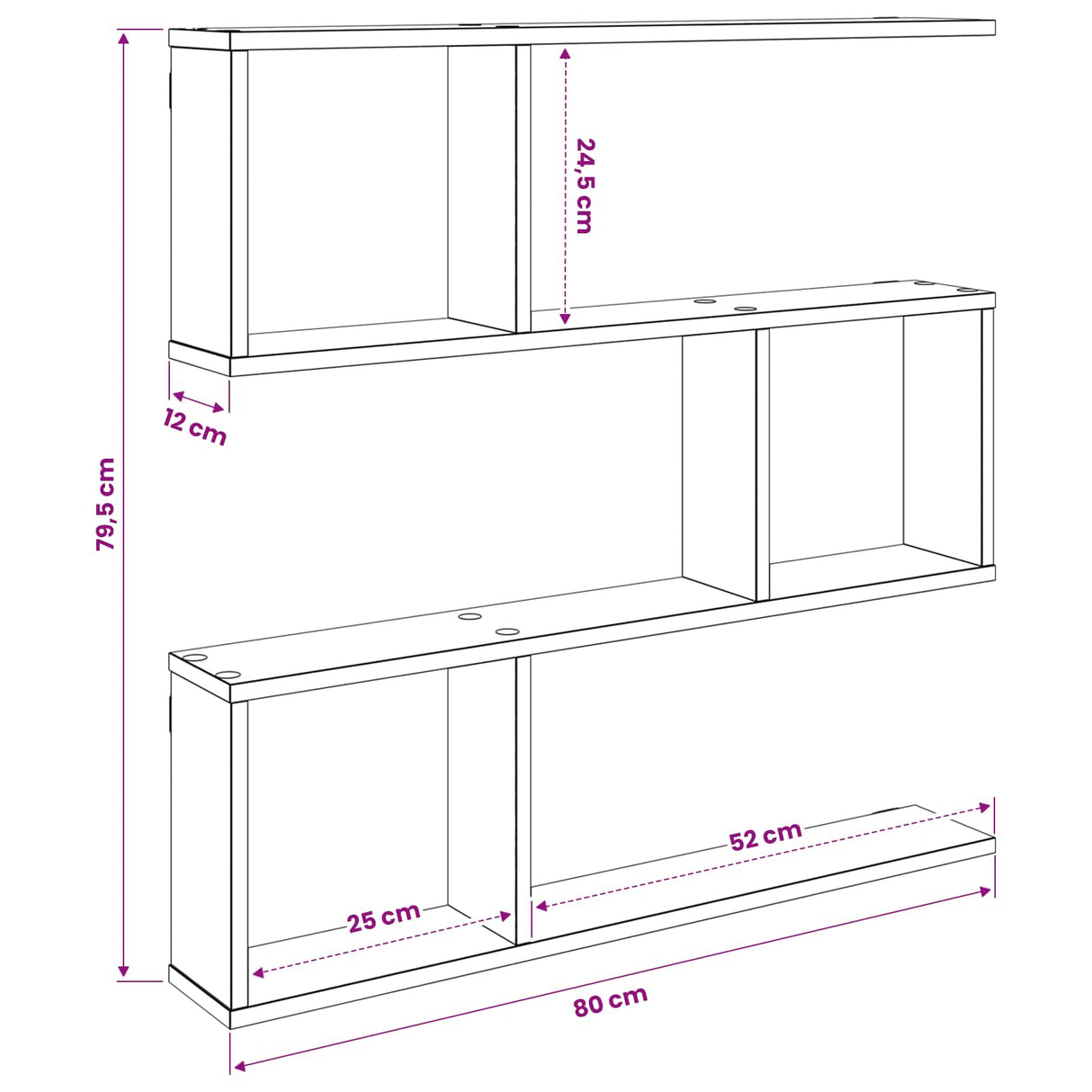 Wall Shelf Sonoma Oak 80 x 12 x 79.5 cm Engineered Wood