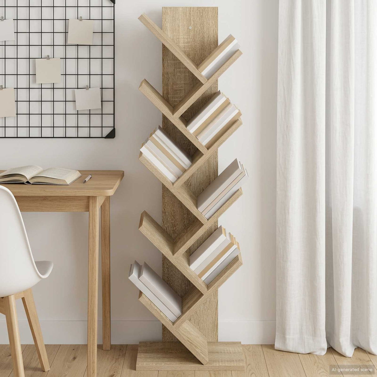 Tree Bookshelf 6-Tier 30 x 18 x 100 cm Engineered Wood