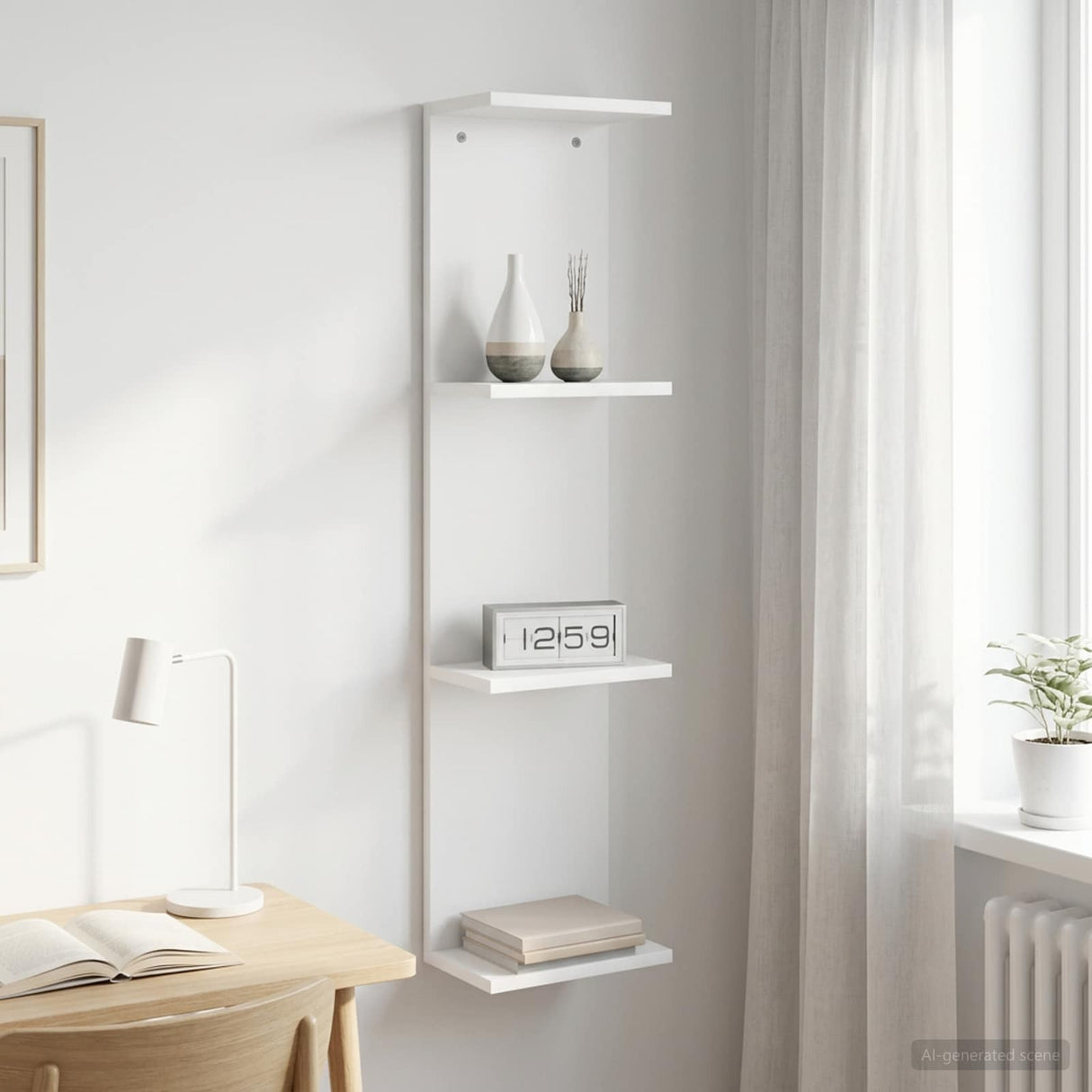 Wall Shelf White 25 x 15 x 100 cm Engineered Wood