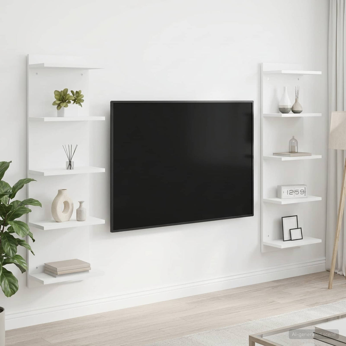 Wall Shelf 2 pcs White 30 x 15 x 100 cm Engineered Wood