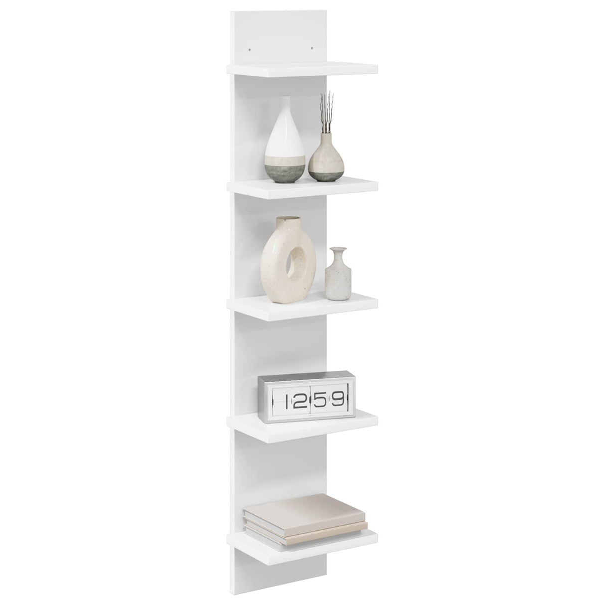 Wall Shelf 2 pcs White 22 x 15 x 100 cm Engineered Wood