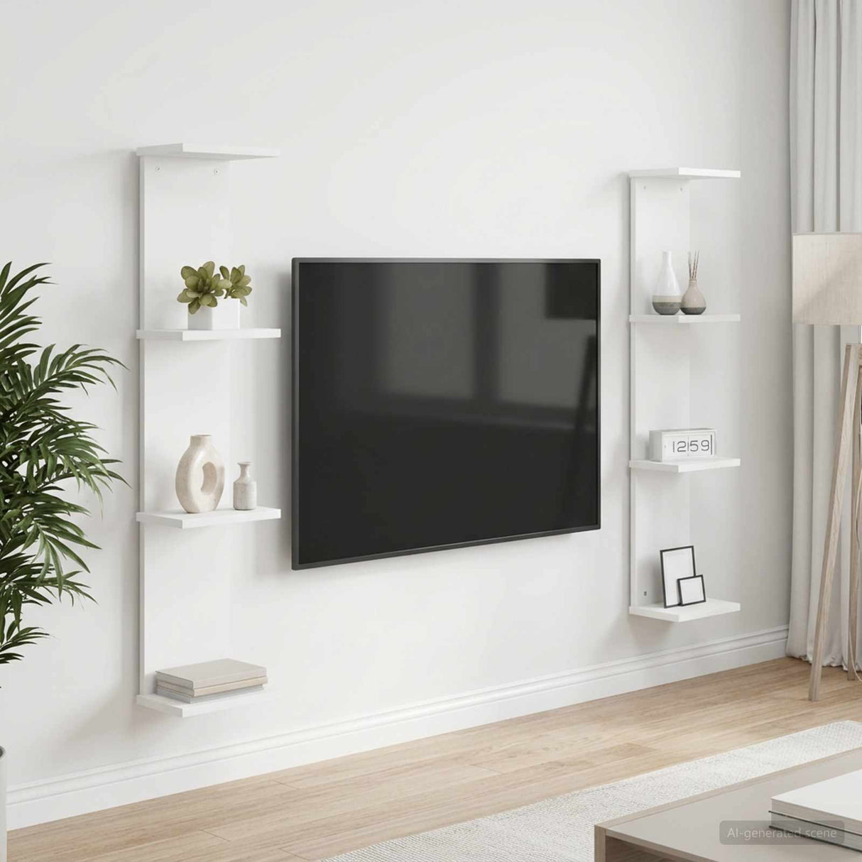 Wall Shelf 2 pcs White 22 x 15 x 100 cm Engineered Wood