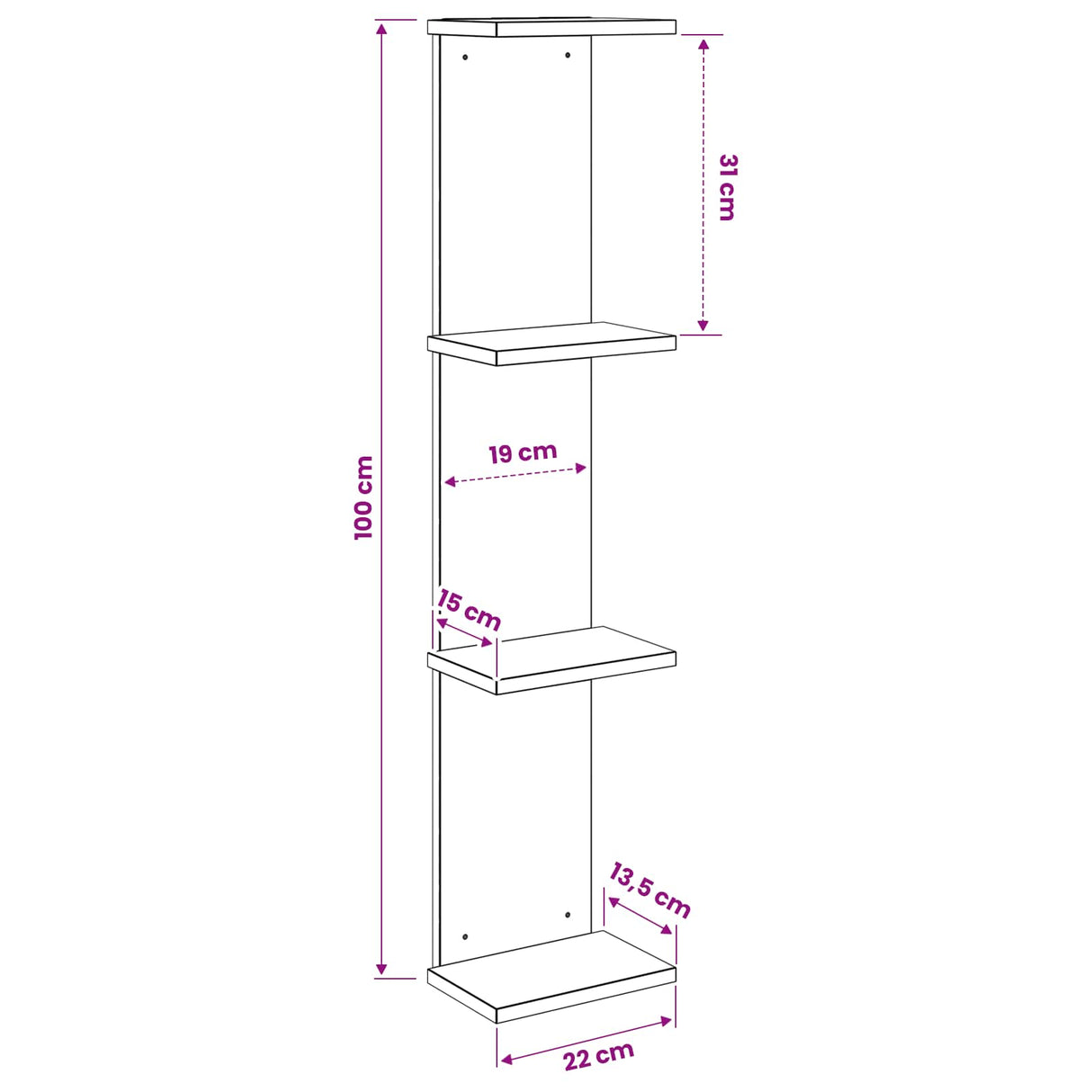 Wall Shelf Sonoma Oak 22 x 15 x 100 cm Engineered Wood