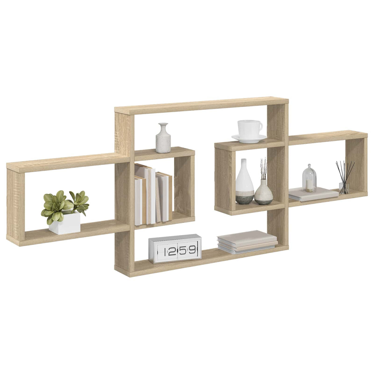 Wall Shelf Sonoma Oak 130 x 10 x 50 cm Engineered Wood