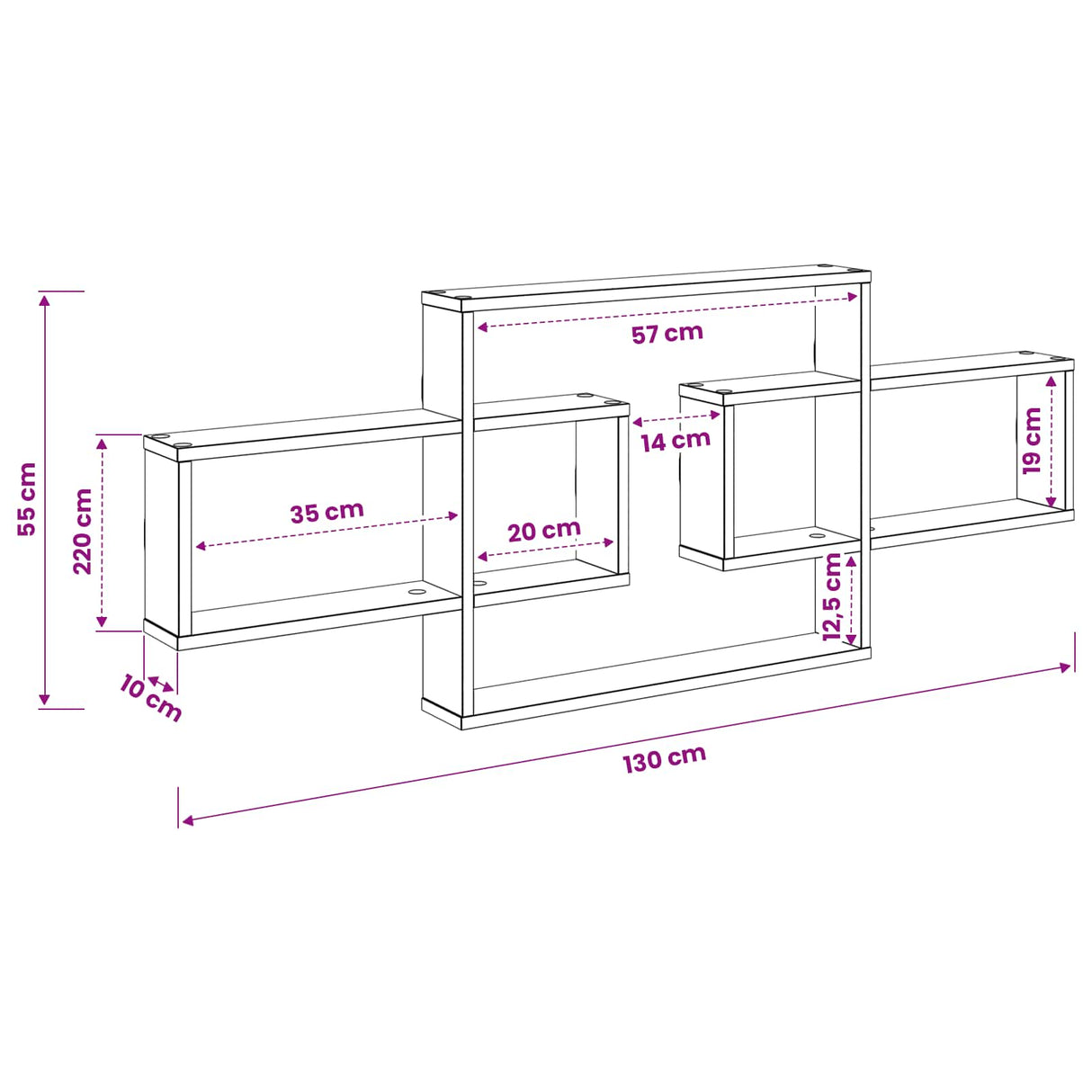 Wall Shelf Sonoma Oak 130 x 10 x 50 cm Engineered Wood