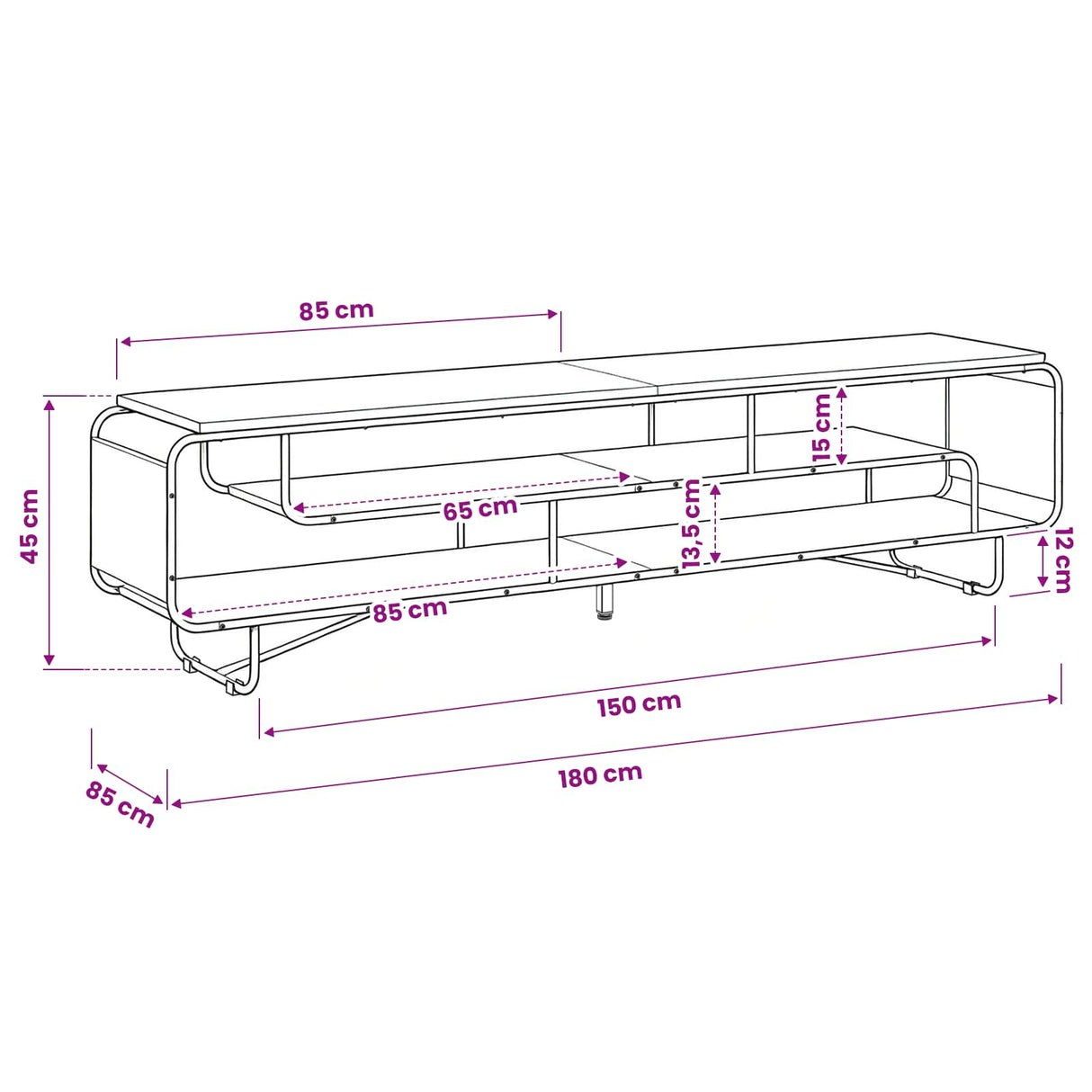 TV Stand 180 x 36 x 45 cm Sonoma Oak Engineered Wood