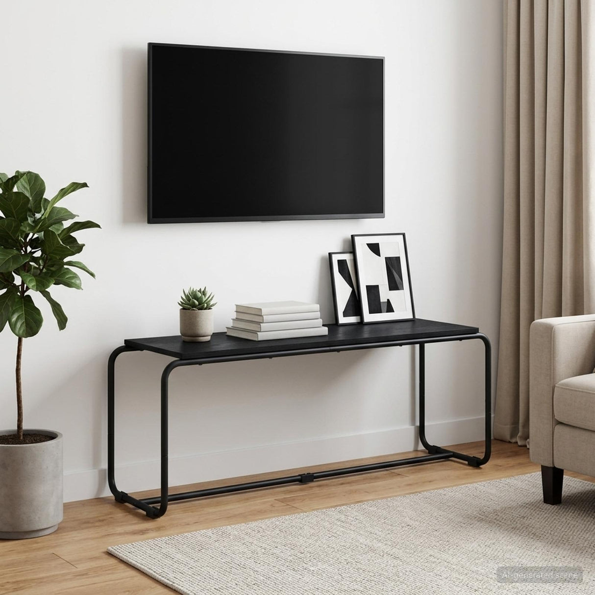 TV Stand 113.5 x 35.5 x 42 cm Black Oak Engineered Wood