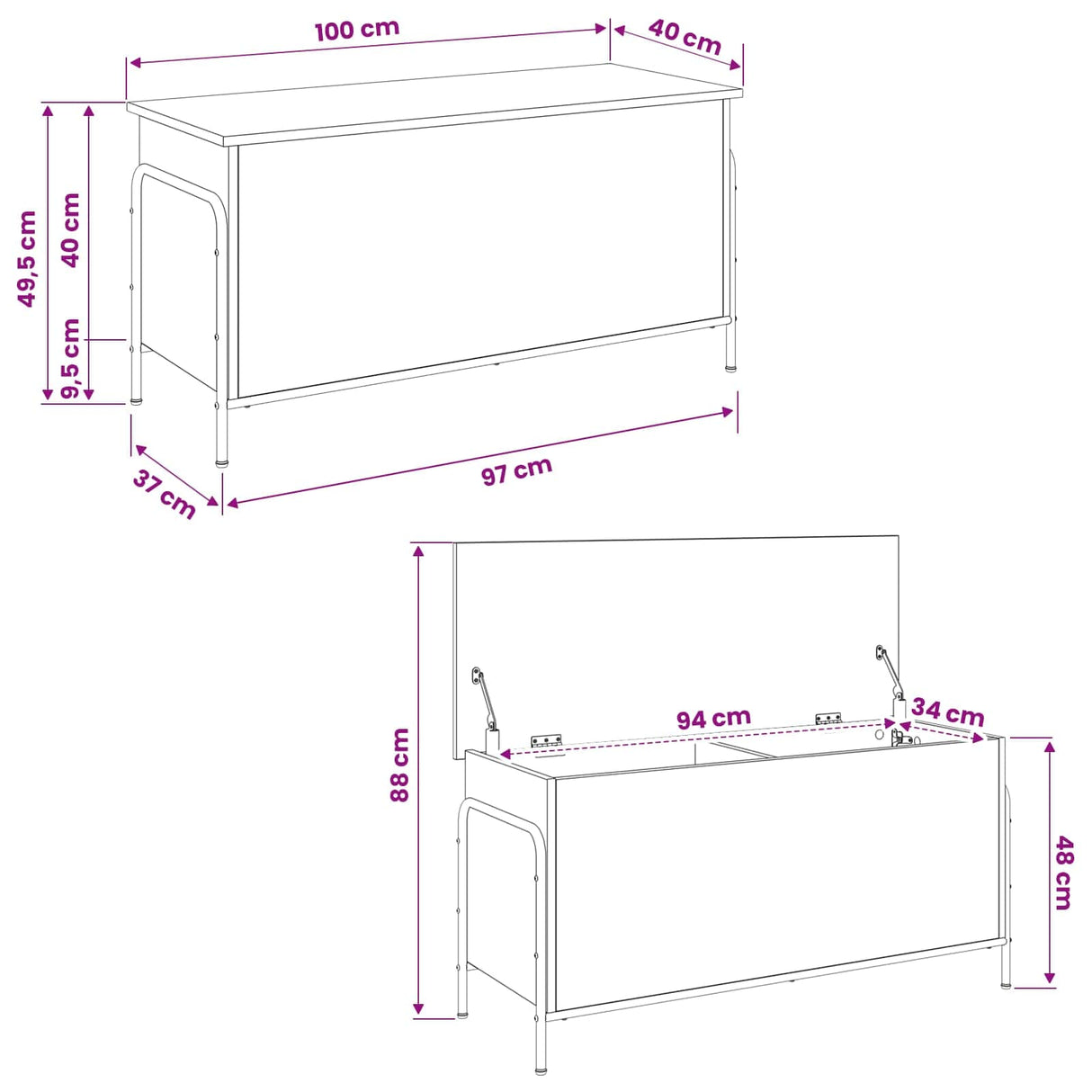 Storage Box Black Oak 80 x 40 x 49.5 cm Engineered Wood