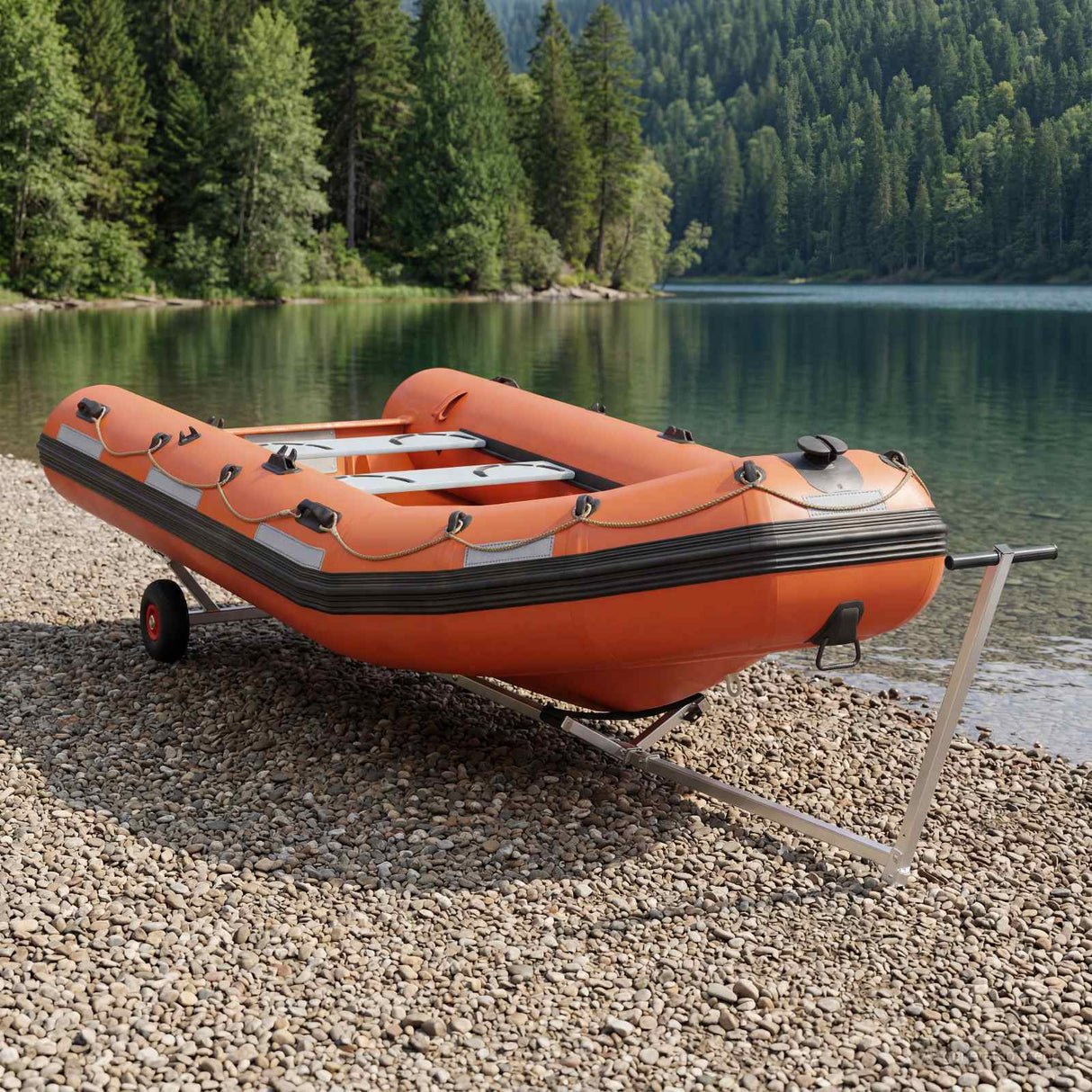 Adjustable Boat Trailer with Pneumatic Tires 200 kg Load Silver