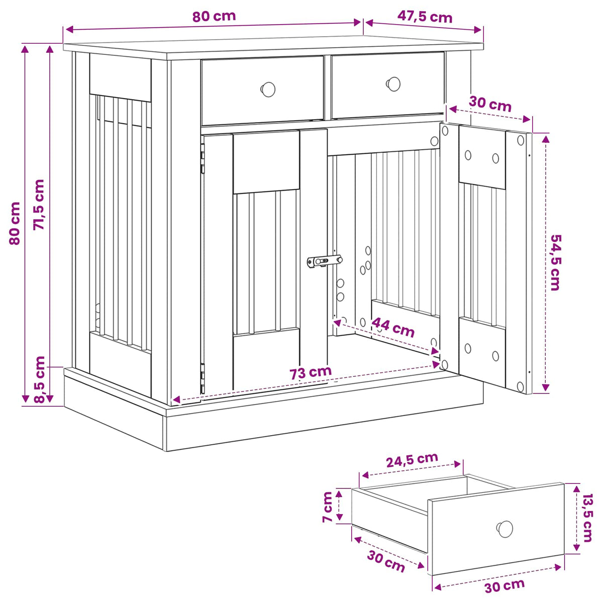 Dog crate furniture Sonoma Oak 80 x 47.5 x 80 cm