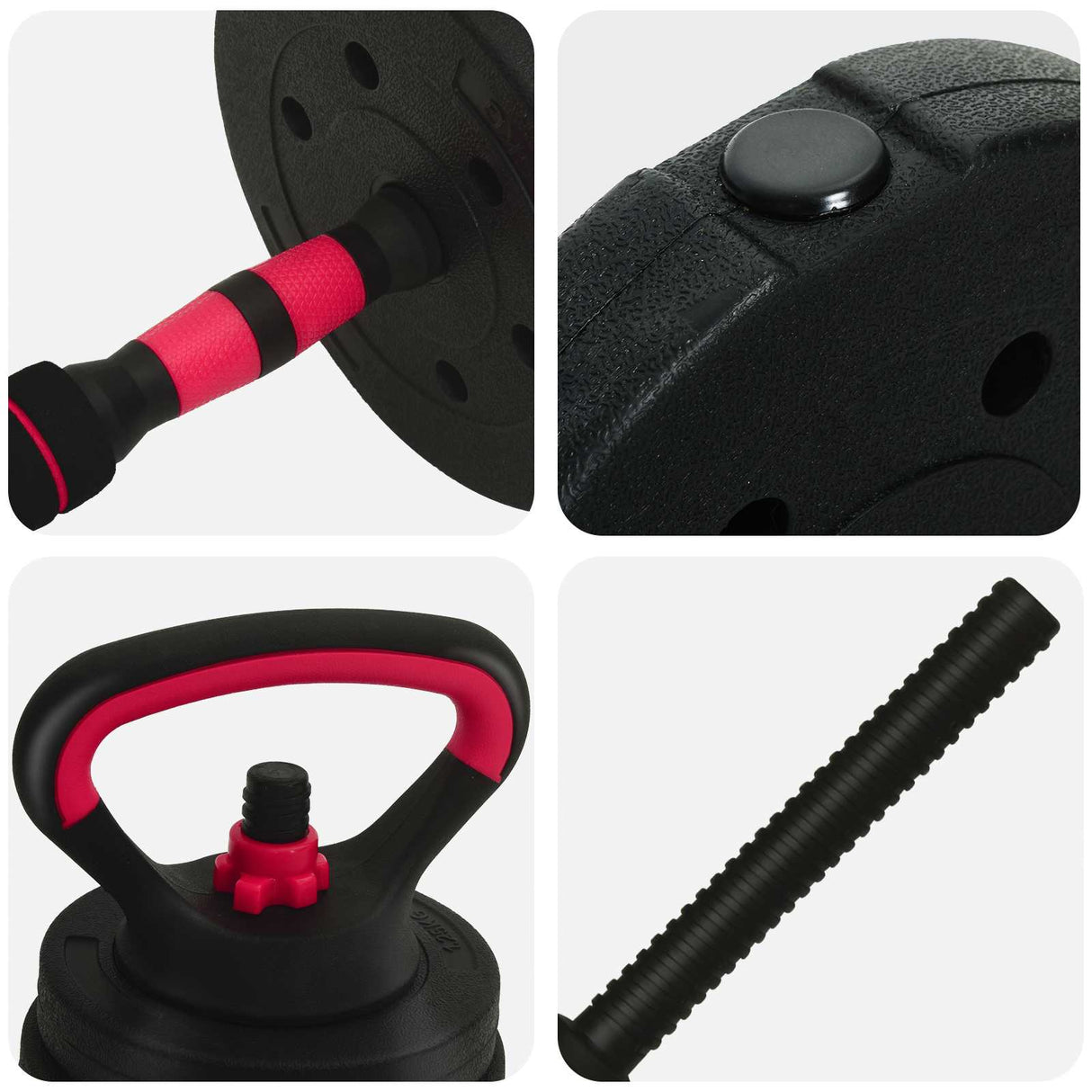 4-in-1 Dumbbell Set 40kg Black and Red Cement and Iron Sand