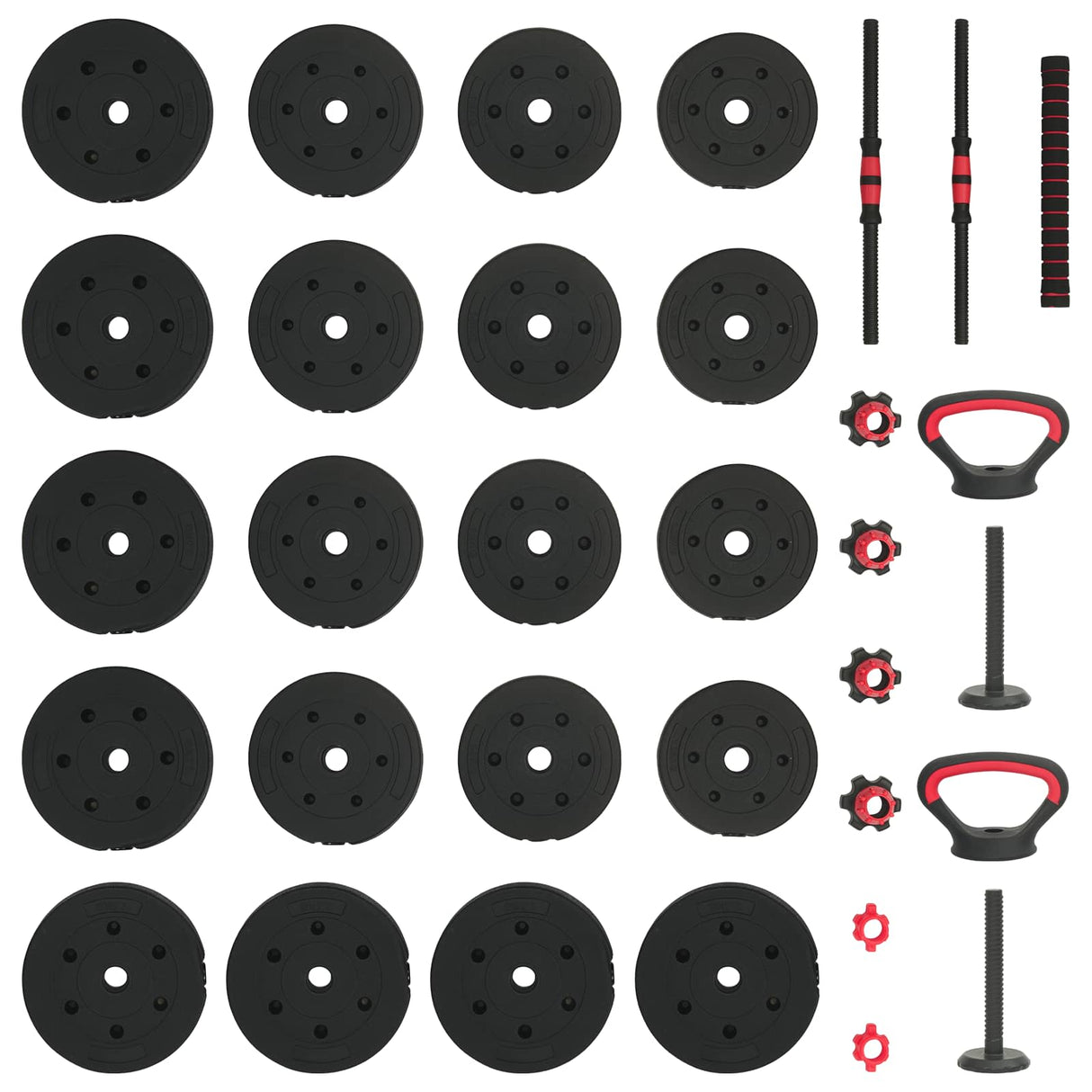 4-in-1 Dumbbell Set 40kg Black and Red Cement and Iron Sand