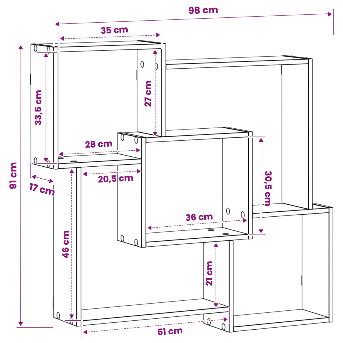 Wall Shelf White 98 x 17 x 91 cm Engineered Wood