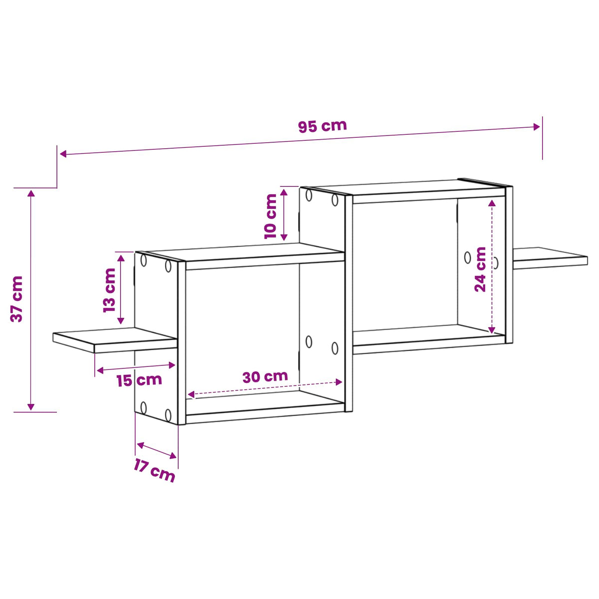 Wall Shelf White 95 x 17 x 37 cm Engineered Wood