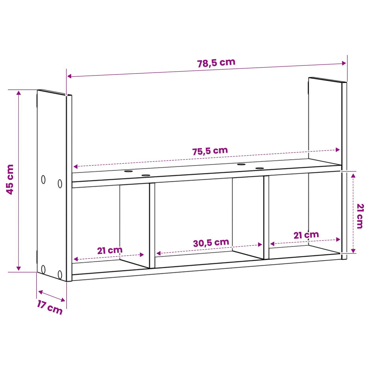 Wall Shelf White 78.5 x 17 x 45 cm Engineered Wood