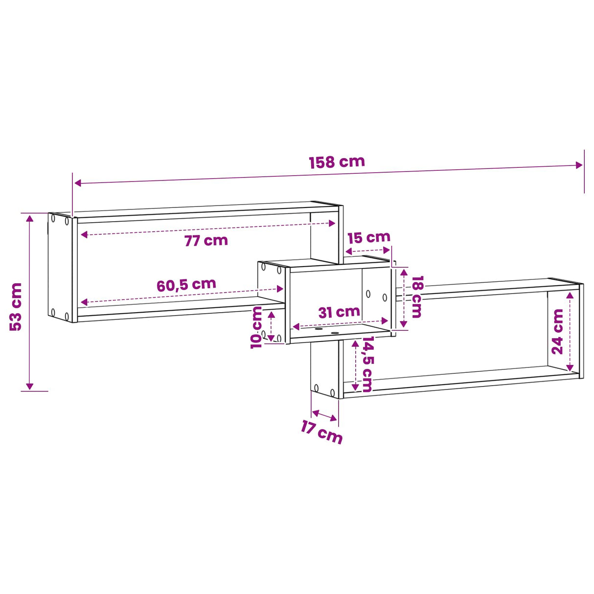 Wall Shelf White 158 x 17 x 53 cm Engineered Wood