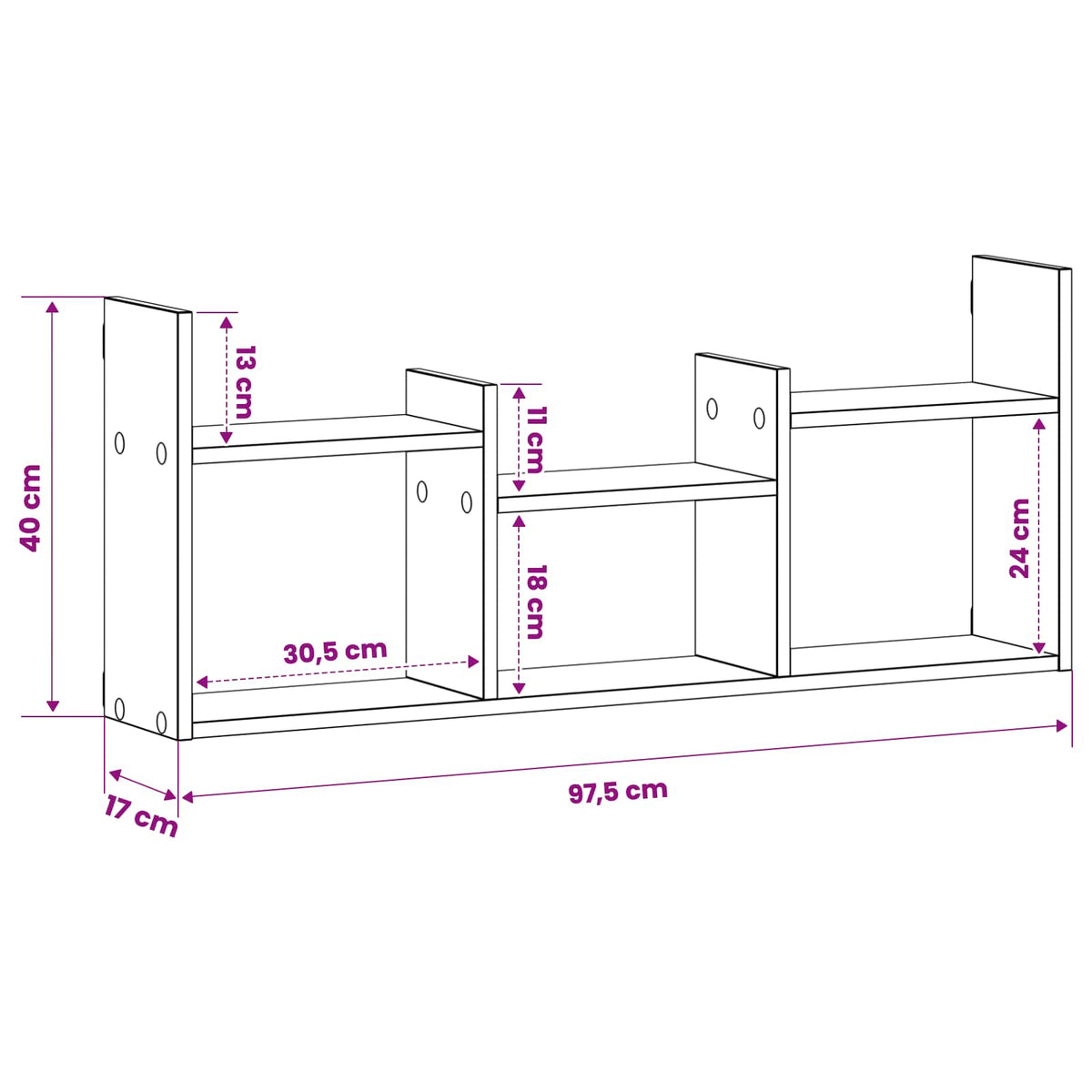Wall Shelf White 97.5 x 17 x 40 cm Engineered Wood