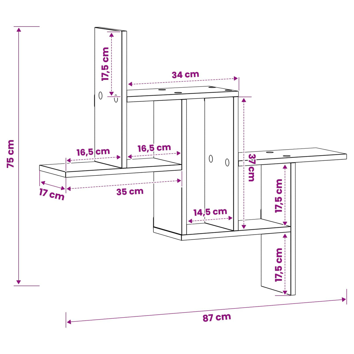 Wall Shelf White 87 x 17 x 75 cm Engineered Wood