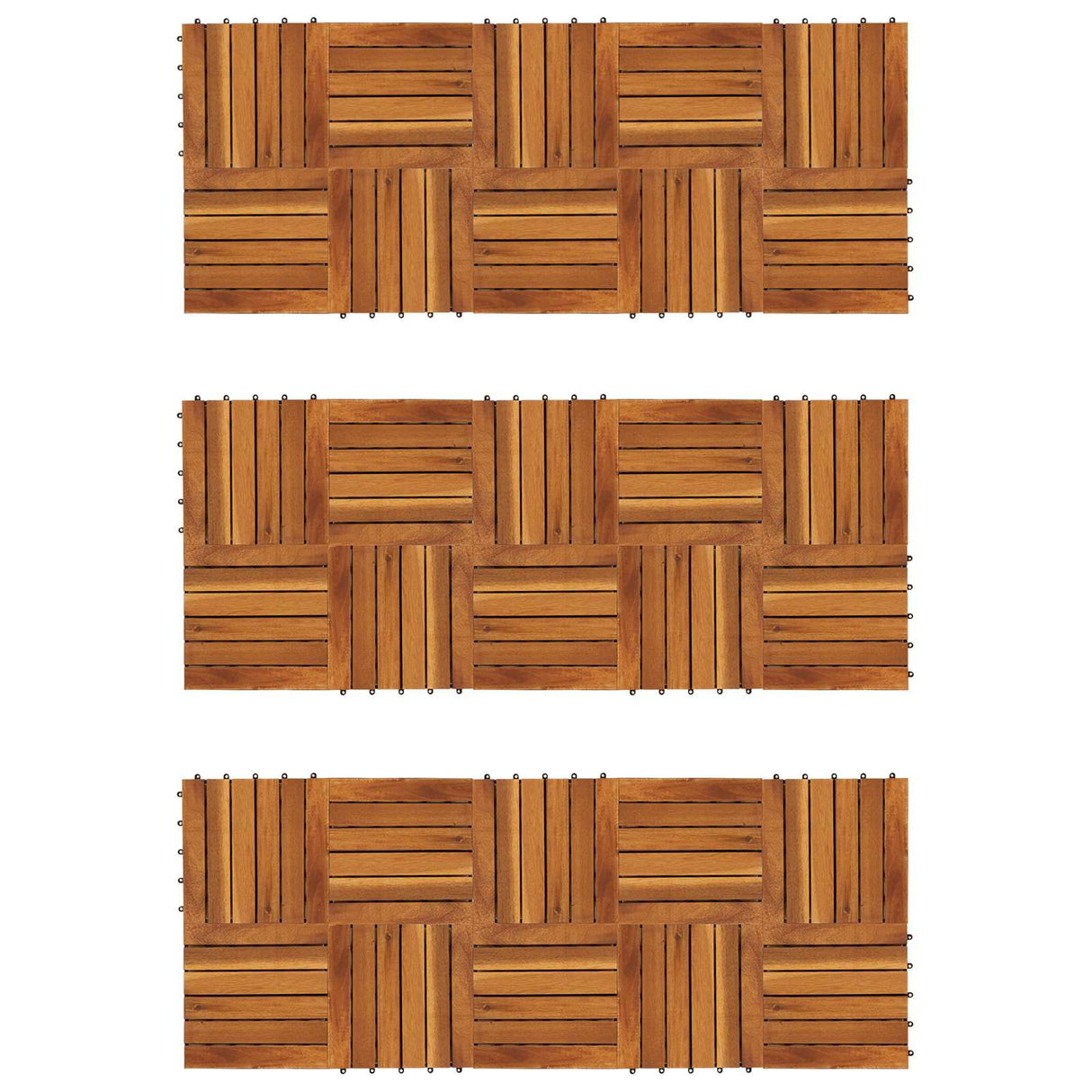Decking Tile 30 pcs Brown 30 x 30 cm Acacia Hardwood