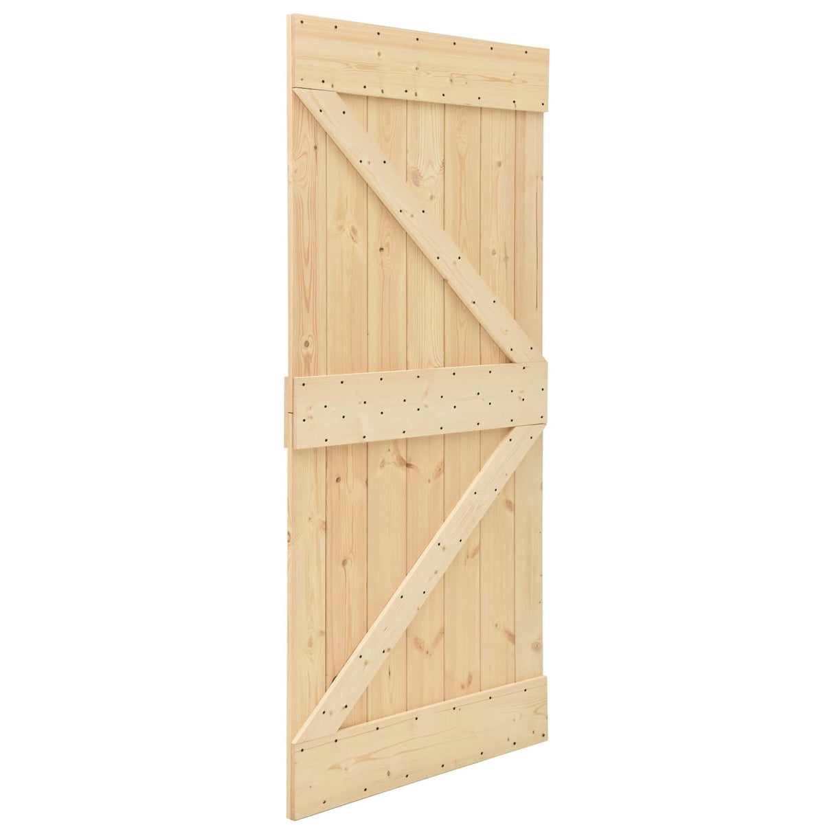 Sliding Door Natural and Black 100 x 210 cm Solid Pine Wood