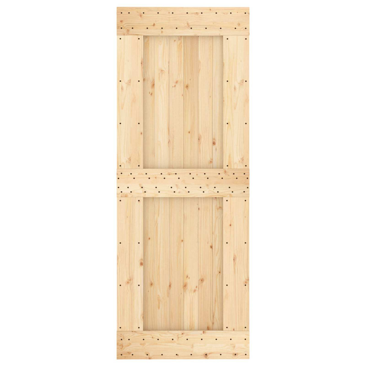 Sliding Door Natural and Black 80 x 210 cm Solid Pine Wood