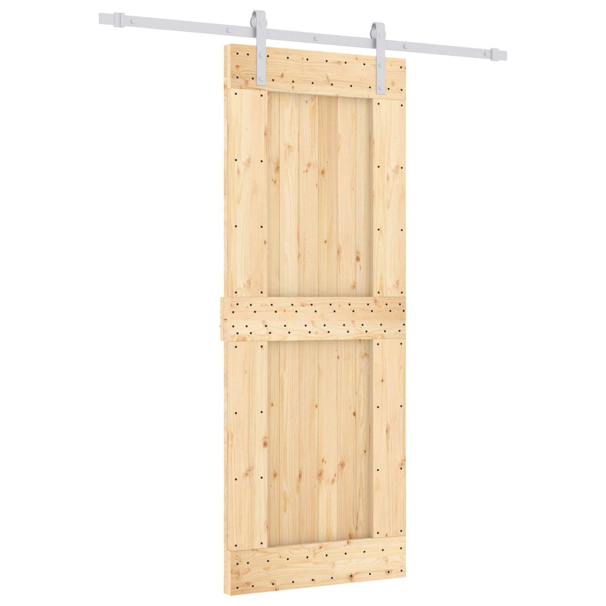 Sliding Door Natural and White 80 x 210 cm Solid Pine Wood