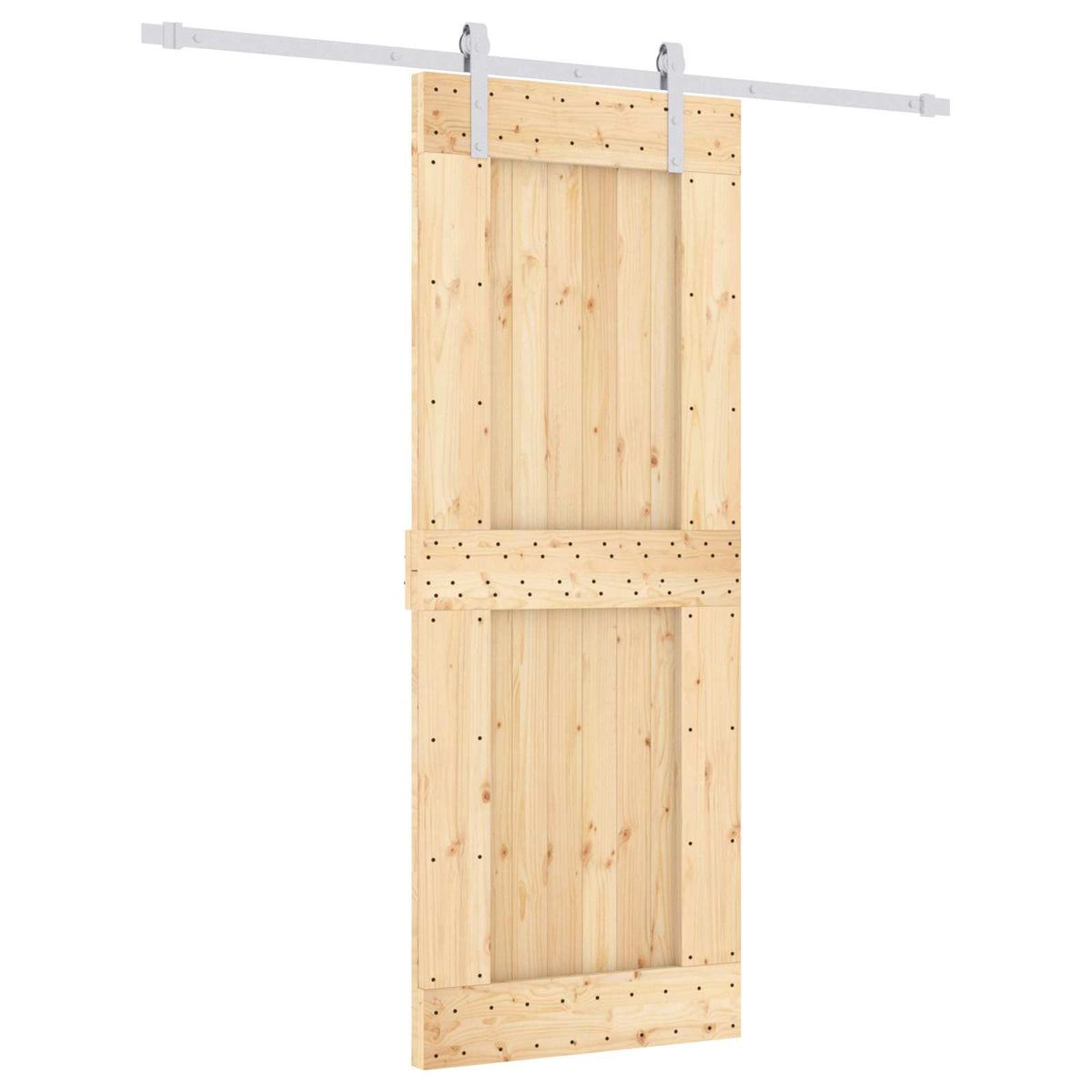 Sliding Door Natural and White 80 x 210 cm Solid Pine Wood